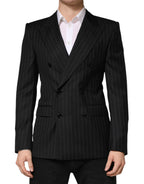 Dolce & Gabbana Black Stripes Double Breasted 2Button Blazer
