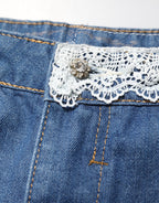 Gio Cellini Blue Cotton Low Waist Denim Casual Hot Pants Shorts