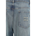 Miu Miu Blue Cotton Straight-Leg Jeans
