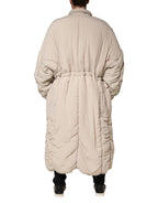 Dolce & Gabbana Beige Padded Collared Long Trench Coat Jacket