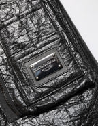 Dolce & Gabbana Black Cellulose Leather FullZip Biker Jacket