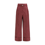 Fendi Bordeaux Silk Casual Pants